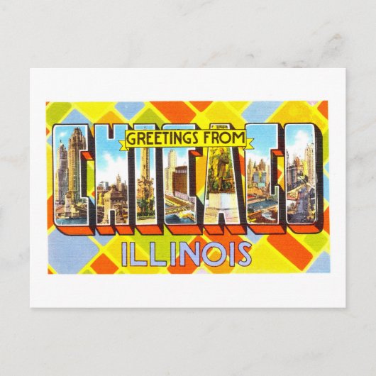 Carte Postale Salutations vintages de Chicago, Illinois (Devant)