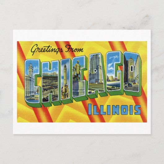 Carte Postale Salutations vintages de Chicago, Illinois (Devant)