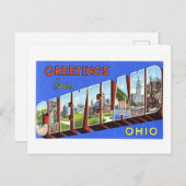 Carte Postale Salutations vintages de Cleveland, Ohio (Devant / Derrière)