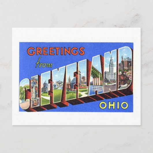 Carte Postale Salutations vintages de Cleveland, Ohio (Devant)