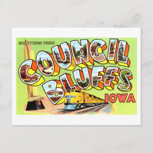 Carte Postale Salutations vintages de Council Bluffs, Iowa