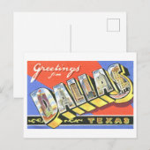 Carte Postale Salutations vintages de Dallas, Texas (Devant / Derrière)