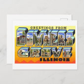 Carte Postale Salutations vintages de Downer Grove, Illinois, (Devant / Derrière)