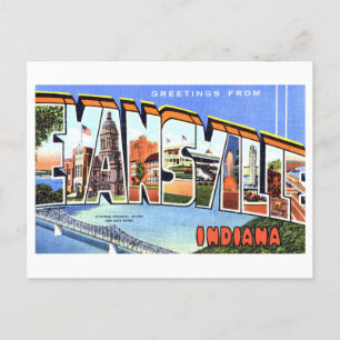 Carte Postale Salutations vintages de Evansville, Indiana,