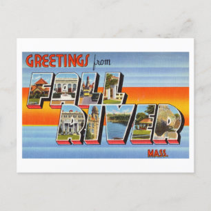 Carte Postale Salutations vintages de Fall River, Massachusetts