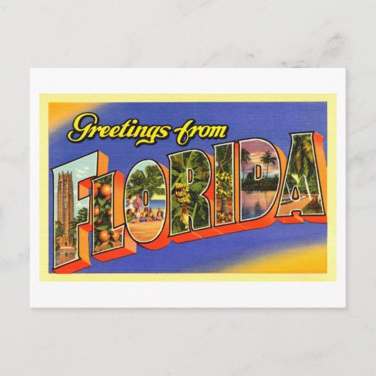 Carte Postale Salutations vintages de Floride (Devant)