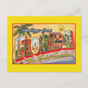 Carte Postale Salutations vintages de Floride, pays du soleil