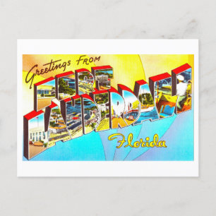 Carte Postale Salutations vintages de Fort Lauderdale, Floride
