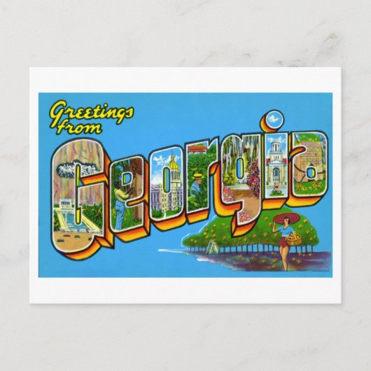Carte Postale Salutations vintages de Géorgie (Devant)