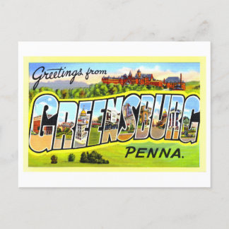Carte Postale Salutations vintages de Greensburg, Pennsylvanie,
