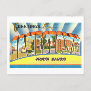 Carte Postale Salutations vintages de Jamestown, Dakota du Nord