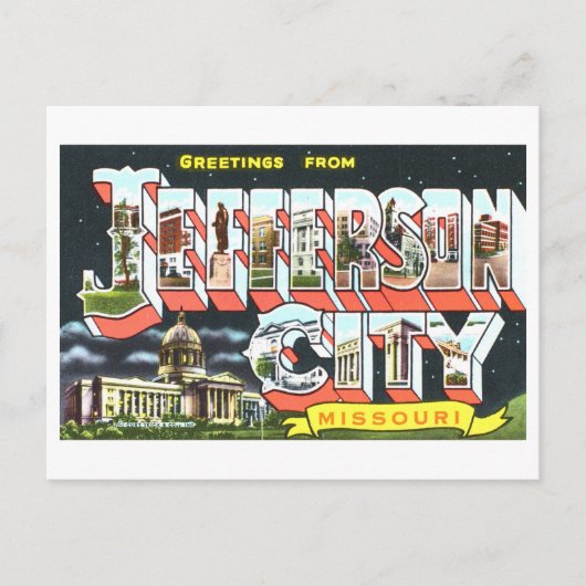 Carte Postale Salutations vintages de Jefferson City, Missouri, (Devant)