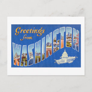 Carte Postale Salutations vintages de la Ville de Washington DC 