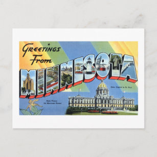 Carte Postale Salutations vintages de l'affiche Voyage du Minnes