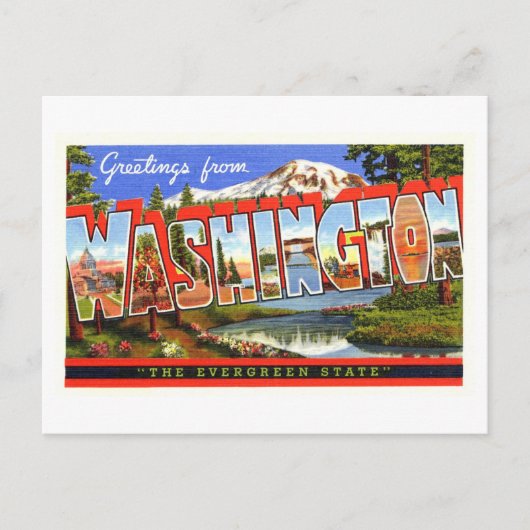 Carte Postale Salutations vintages de l'État de Washington (Devant)