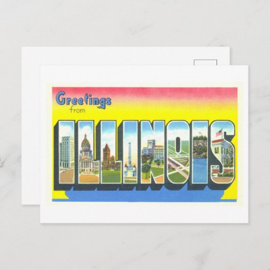 Carte Postale Salutations vintages de l'Illinois (Devant / Derrière)
