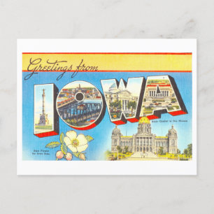 Carte Postale Salutations vintages de l'Iowa