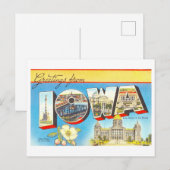 Carte Postale Salutations vintages de l'Iowa (Devant / Derrière)