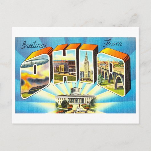 Carte Postale Salutations vintages de l'Ohio (Devant)