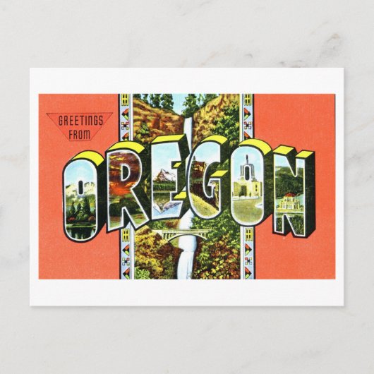 Carte Postale Salutations vintages de l'Oregon (Devant)