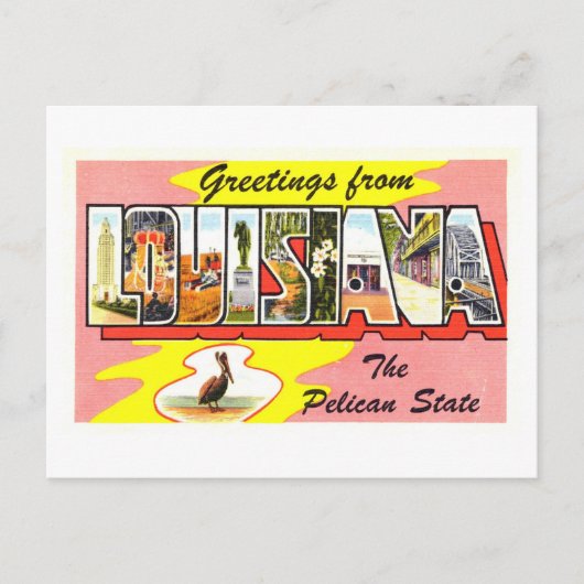 Carte Postale Salutations vintages de Louisiane (Devant)