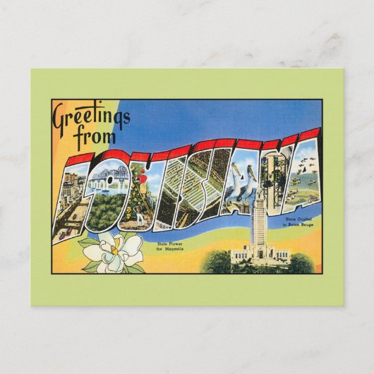Carte Postale Salutations vintages de Louisiane (Devant)