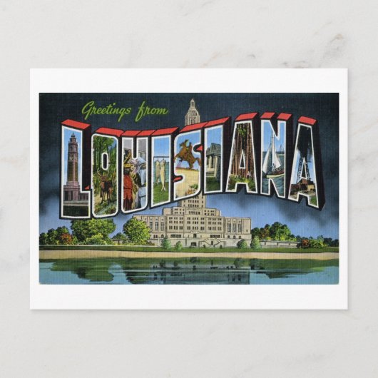 Carte Postale Salutations vintages de Louisiane (Devant)