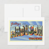 Carte Postale Salutations vintages de Madison, Wisconsin (Devant / Derrière)