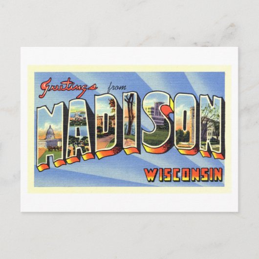 Carte Postale Salutations vintages de Madison, Wisconsin (Devant)