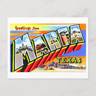 Carte Postale Salutations vintages de Marfa, Texas,