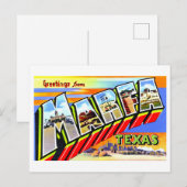 Carte Postale Salutations vintages de Marfa, Texas, (Devant / Derrière)