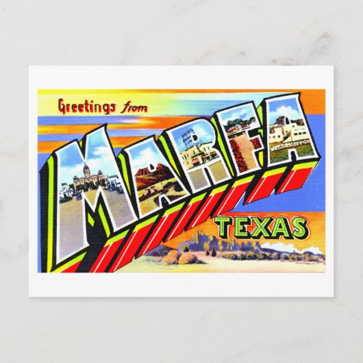 Carte Postale Salutations vintages de Marfa, Texas, (Devant)
