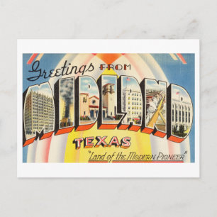 Carte Postale Salutations vintages de Midland, Texas