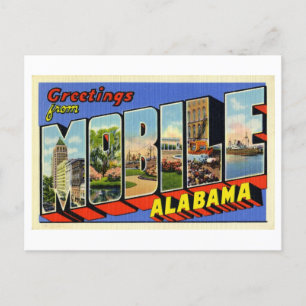 Carte Postale Salutations vintages de Mobile, Alabama