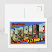 Carte Postale Salutations vintages de Mobile, Alabama (Devant / Derrière)