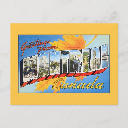 Carte Postale Salutations vintages de Montréal Canada (Devant)