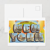 Carte Postale Salutations vintages de New York (Devant / Derrière)