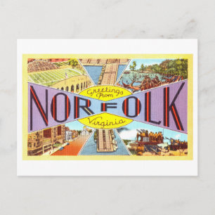 Carte Postale Salutations vintages de Norfolk, Virginie