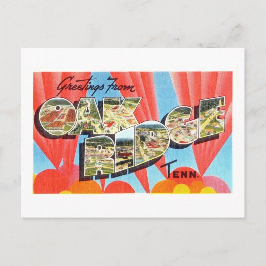 Carte Postale Salutations vintages de Oak Ridge, Tennessee (Devant)
