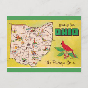 Carte Postale Salutations vintages De Ohio The Buckeye State