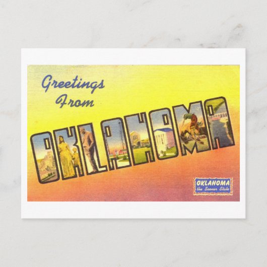 Carte Postale Salutations vintages de Oklahoma (Devant)