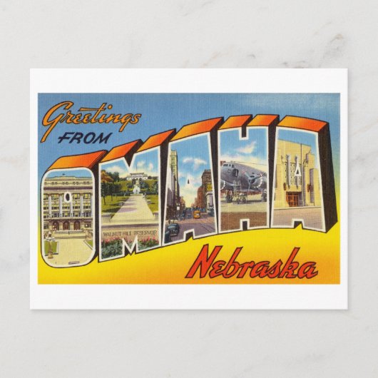 Carte Postale Salutations vintages de Omaha, Nebraska (Devant)
