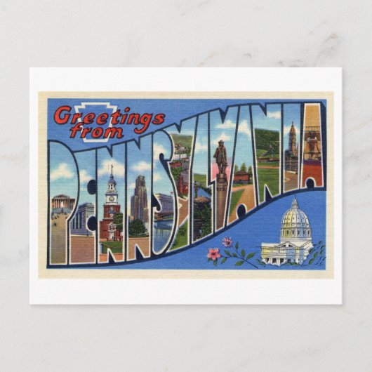 Carte Postale Salutations vintages de Pennsylvanie (Devant)
