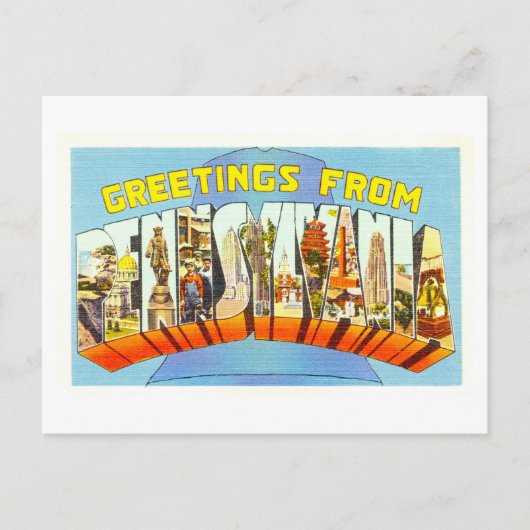 Carte Postale Salutations vintages de Pennsylvanie (Devant)