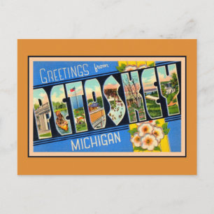 Carte Postale Salutations vintages de Petoskey Michigan