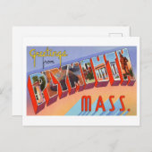 Carte Postale Salutations vintages de Plymouth, Massachusetts (Devant / Derrière)