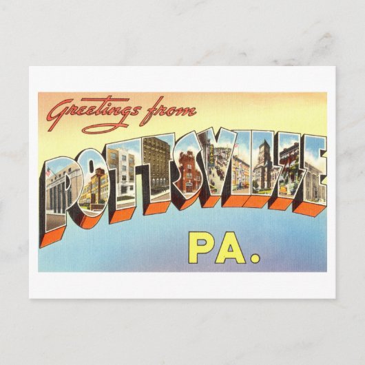 Carte Postale Salutations vintages de Pottsville, Pennsylvanie (Devant)