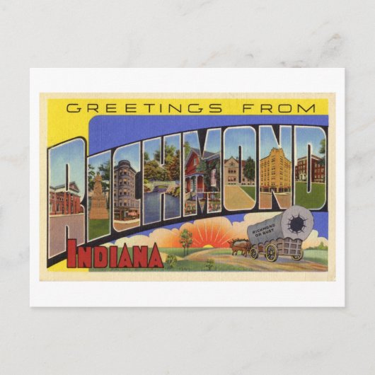 Carte Postale Salutations vintages de Richmond, Indiana (Devant)