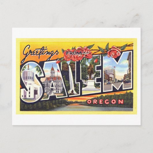 Carte Postale Salutations vintages de Salem, Oregon (Devant)