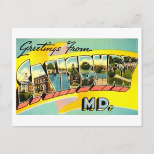 Carte Postale Salutations vintages de Salisbury, Maryland
